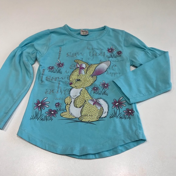 🍎Girl’s Embellished Stretchy Cotton Shirt, 4 - Picture 1 of 4